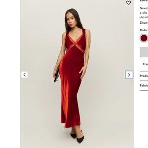 Reformation Lorenzo Velvet Dress, Blood Orange - XS